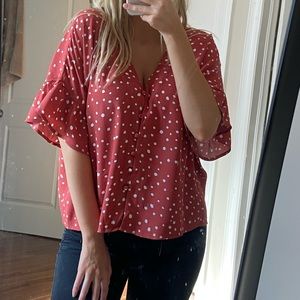 Cute Polka Dot Flowy Shirt